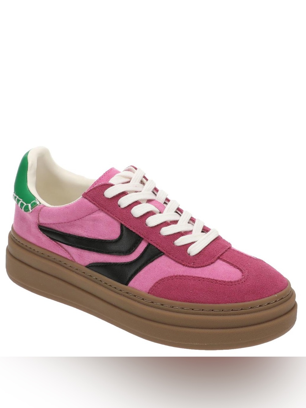 Steve Madden Dodge Sneaker in Pink/Green Suede